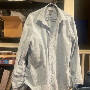 Blue white button up